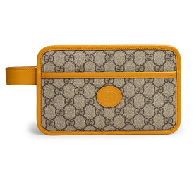 【新品・未使用品】グッチ GUCCI インターロッキングG トラベルケース セカンドバッグ クラッチバッグ ポーチ GGスプリームキャンバス レザー タン ベージュ エボニー 茶 ゴールド金具 625764 箱付