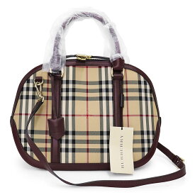 【新品・未使用品】バーバリー BURBERRY スモール オーチャード イン ホースフェリーチェック 2way ショルダー ハンドバッグ グレインカーフレザー ポリエステル ブラウン ベージュ 茶 ゴールド金具 3994660