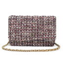 【新品・未使用品】シャネル CHANEL マトラッセ クラシック ココマーク チェーンウォレット 長財布 斜め掛け レザー コットンツイード ピンク ベージュ シャンパンゴールド金具 AP0250 箱付