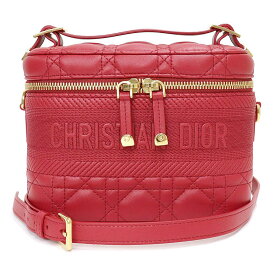 【未使用　展示品】クリスチャンディオール Christian Dior DiorTravel ヴァニティ スモール 2Way ショルダー ハンドバッグ 斜め掛け ラムスキン レザー レッド 赤 ゴールド金具 S5488UNTR