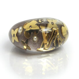 【未使用保管品】ルイ ヴィトン LOUIS VUITTON バーグ アンクルージョン リング 指輪 #S 10号 レジン スワロフスキー ブラウン ゴールド 箱付