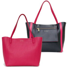 【未使用　展示品】サルヴァトーレフェラガモ Salvatore Ferragamo リバーシブル トートバッグ レザー ピンク ブラック 黒 ゴールド金具 EZ-21 G865