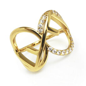 【新品・未使用品】フェンディ FENDI エフ イズ フェンディ リング 指輪 #M 15号 メタル クリスタル ゴールド 8AH977 箱付