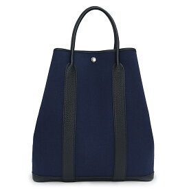 【未使用保管品】エルメス HERMES ガーデンファイル 37 MM ハンドバッグ ネゴンダ レザー トワルミリタリー ネイビー ブルーニュイ ブラック 紺 黒 シルバー金具 Z刻印