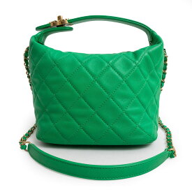 【未使用　展示品】シャネル CHANEL ホーボーバッグ マトラッセ 斜め掛け 2WAY チェーン ショルダー ハンドバッグ ラムスキン レザー グリーン 緑 アンティークゴールド金具 AS1746