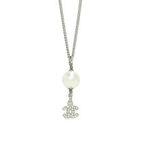 CHANEL シルバーネックレス パール、箱付き男女兼用