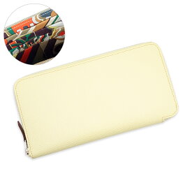 【新品・未使用品】エルメス HERMES アザップ ロング シルクイン Ex-Libris エクスリブリス ラウンドファスナー 長財布 ヴォーエプソン レザー シルク ジョーヌミルトン ライトイエロー ベージュマルファ シルバー金具 W刻印 箱付