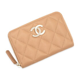 【新品・未使用品】シャネル CHANEL マトラッセ ココマーク ジップ コインパース コインケース 小銭入れ 財布 キャビアスキン レザー ダークベージュ ゴールド金具 AP4177 箱付