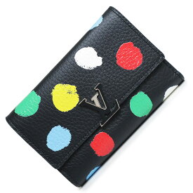 【新品・未使用品】ルイ ヴィトン LOUIS VUITTON 草間彌生 ヤヨイ クサマ コラボ LV×YK ペインティッド ドット ポルトフォイユ カプシーヌ コンパクト 三つ折り財布 トリヨンレザー ブラック マルチカラー 黒 シルバー金具 M81963 箱付