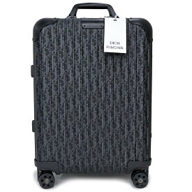 【未使用保管品】クリスチャンディオール Christian Dior DIOR AND RIMOWA リモワ キャリーオン スーツケース キャリーバッグ 35L ディオールオブリーク アルミニウム ブラック 黒 ブラック金具 1DRTR002YWZ
