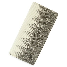 【新品・未使用品】ルイ ヴィトン LOUIS VUITTON ポルトフォイユ ブラザ 二つ折り長財布 リザード エキゾチックレザー ナチュラル オフホワイト グレー 白 アンティークシルバー金具 N80919 箱付