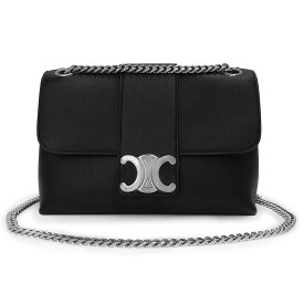 【未使用　展示品】セリーヌ CELINE ヴィクトワール ミディアム トリオンフ チェーン 2way ショルダー ハンドバッグ 斜め掛け サプル グレインドカーフスキン レザー ブラック 黒 シルバー金具 115853FDU
