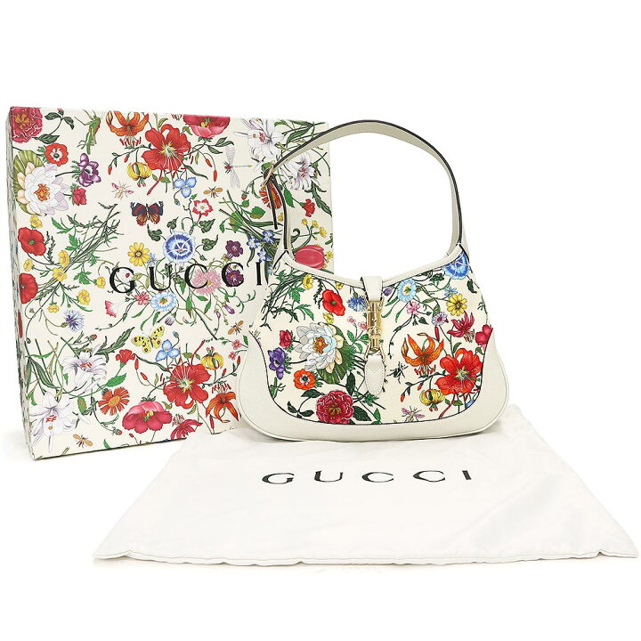 GUCCI フローラ 白×花柄マルチカラー ショルダーバッグ 美品 