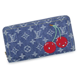 【新品・未使用品】ルイ ヴィトン LOUIS VUITTON LV TM ジッピー ウォレット ラウンドファスナー 村上隆 コラボ 長財布 カウハイドレザー モノグラム チェリー デニム ブルー レッド 青 赤 ゴールド金具 M23161 箱付