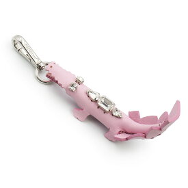 【美品】フェンディ FENDI クロコダイル ワニ ビジュー バッグチャーム キーホルダー カーフスキン レザー ピンク シルバー金具 7AR424