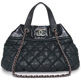 【中古】シャネル CHANEL ココマーク マトラッセ インザミックス チェーン 2way トート ショルダー ハンドバッグ スパークルレザー ブラック 黒 アンティークシルバー金具 A49683