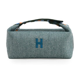 【新品・未使用品】エルメス HERMES ブリッド ア ブラック PM オ カレ バニティ ポーチ セカンド ハンドバッグ ウール コットン ヴェールフォレ グリーン 緑 シルバー金具 箱付