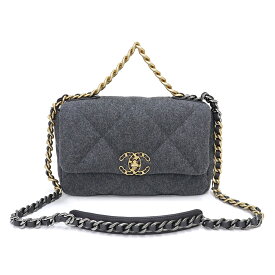 【新品・未使用品】シャネル CHANEL 19 マトラッセ チェーン 2way ショルダー ハンドバッグ 斜め掛け ウール グレー アンティークゴールド アンティークシルバー金具 AS1160