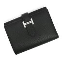 【新品・未使用品】エルメス HERMES ベアン コンビネ コンパクト 三つ折り財布 ヴォーエプソン レザー ノワール ブラ…