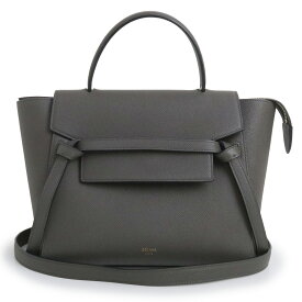 【未使用　展示品】セリーヌ CELINE ベルトバッグ マイクロ 2way ショルダー ハンドバッグ 斜め掛け グレインドカーフスキン レザー グレー ゴールド金具 180153ZVA