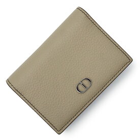 【未使用　展示品】クリスチャンディオール Christian Dior CD ICON ビジネス カードホルダー カードケース 名刺入れ 定期入れ パスケース グレインドカーフスキン レザー ベージュ シルバー金具 2ESCH136CDI