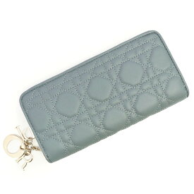 【新品・未使用品】クリスチャンディオール Christian Dior レディ ディオール カナージュ VOYAGEUR ウォレット 日本限定色 ラウンドファスナー 長財布 ラムスキン レザー クラウドブルー ゴールド金具 S0007ONMJ 箱付