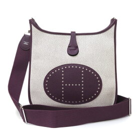 【未使用　展示品】エルメス HERMES エブリン エヴリン 3 トロワ PM 29 ショルダーバッグ 斜め掛け トワル ツイルH キャンバス トリヨンクレマンス レザー カシス パープル シルバー金具 B刻印 箱付