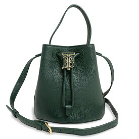 【未使用　展示品】バーバリー BURBERRY ミニ TBバケット 2way ドローストリング ショルダー ハンドバッグ 斜め掛け グレインレザー グリーン ゴールド金具 8074092