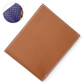 【新品・未使用品】エルメス HERMES シチズン ツイル コンパクト H Cheval au Bar アッシュ シュヴァル オ バー 二つ折り財布 札入れ ヴォーエバーカラー レザー シルク ゴールド ブルーデフランス ブルーサフィール ブラウン W刻印 箱付