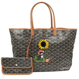 【未使用保管品】ゴヤール GOYARD サンルイ PM マーカージュ ユロ イン ザ ガーデン トートバッグ ゴヤールディンキャンバス シュヴロッシュカーフスキン レザー ブラック ナチュラル コーラル シルバー金具 STLOUIPMLTY01CL03P
