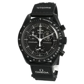 【美品】オメガ OMEGA スウォッチ Swatch ミッション トゥ ムーンフェイズ ニュームーン スヌーピー 限定モデル クロノグラフ クオーツ 腕時計 ナイロン バイオセラミック ブラック SO33B700