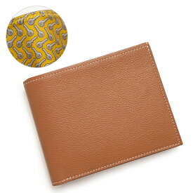 【新品・未使用品】エルメス HERMES シチズン ツイル コンパクト クロシェット CLOCHETTE 二つ折り財布 札入れ ヴォーエバーカラー レザー シルク Gold ゴールド ブラウン Sun サン イエロー W刻印 箱付