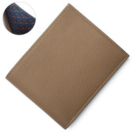 【新品・未使用品】エルメス HERMES シチズン ツイル コンパクト Toolbox ツールボックス 二つ折り財布 札入れ ヴォーエバーカラー レザー シルク ベージュドゥワイマール ディープブルー ヴェールボスフォール B刻印 箱付