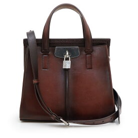 【中古】ベルルッティ Berluti ルティ25 メッセンジャーバッグ 2WAY ショルダー ハンドバッグ 斜め掛け ヴェネチアレザー legno bruciato レーニョ ブルチャート ブラウン シルバー金具 306912