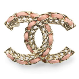 【新品・未使用品】シャネル CHANEL ココマーク チェーン ブローチ メタル ラムスキン レザー ピンク ゴールド AB8317 箱付