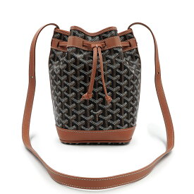 【未使用　展示品】ゴヤール GOYARD プティ フロ バケット ドローストリング ショルダーバッグ 斜め掛け ゴヤールディンキャンバス シュヴロッシュ カーフスキン レザー ブラック ナチュラル ブラウン シルバー金具 PEFLOTPMLTY