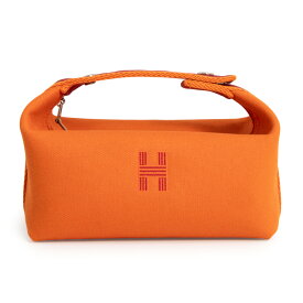【未使用　展示品】エルメス HERMES ブリッド ア ブラック PM バニティ ポーチ セカンド ハンドバッグ コットンキャンバス ORANGE FEU オレンジフー シルバー金具