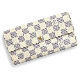 【美品】ルイ ヴィトン LOUIS VUITTON ポルトフォイユ サラ 二つ折り長財布 ダミエアズール ホワイト ゴールド金具 N61735 イニシャル入り