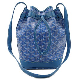 【未使用　展示品】ゴヤール GOYARD プティ フロ バケット ドローストリング ショルダーバッグ 斜め掛け ゴヤールディンキャンバス シュヴロッシュ カーフスキン レザー スカイブルー シルバー金具 PEFLOTPMLTY