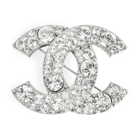 【新品同様品】シャネル CHANEL ココマーク ラインストーン ブローチ シルバー A22654