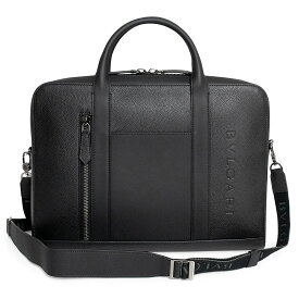 【未使用　展示品】ブルガリ BVLGARI ブルガリ マン ミディアム ブリーフケース 2Way ショルダー ハンド ビジネスバッグ 斜め掛け カーフスキン レザー ブラック ガンメタ金具 291917
