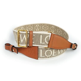 【未使用　展示品】LOEWE ロエベ C886T90X01 アナグラム ループストラップ ジャガード カーフスキン ナチュラル タン ベージュ ブラウン ショルダーストラップ レザー ゴールド金具