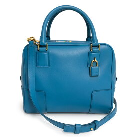 【美品】LOEWE ロエベ A039N10X03 アマソナ 19 スクエア カーフスキン レザー ラグーンブルー 2Way ショルダー ハンドバッグ 斜め掛け ゴールド金具