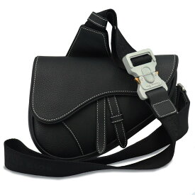 【未使用　展示品】Christian Dior クリスチャンディオール 1ADPO248YKK サドル ミニ グレインドカーフスキン ブラック ボディバッグ 斜め掛け レザー シルバー金具