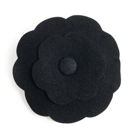 【未使用保管品】CHANEL シャネル カメリア コサージュ フェルト ブラック ブローチ ゴールド金具 箱付