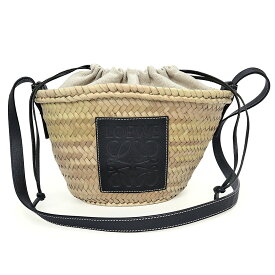 【未使用　展示品】LOEWE ロエベ A223222X01 ドローストリング バケット パームリーフ ヤシの葉 カーフスキン ナチュラル ベージュ ブラック かご ショルダーバッグ 斜め掛け レザー シルバー金具