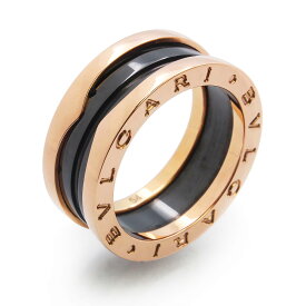 【新品同様品】BVLGARI ブルガリ AN855962 B zero 1 ビー ゼロワン 2バンド K18PG 750 セラミック ピンクゴールド ブラック リング 指輪 #54 14号 ギャランティカード 箱付