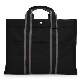 【未使用　展示品】HERMES エルメス フールトゥ MM トート キャンバス ブラック グレー ハンドバッグ シルバー金具