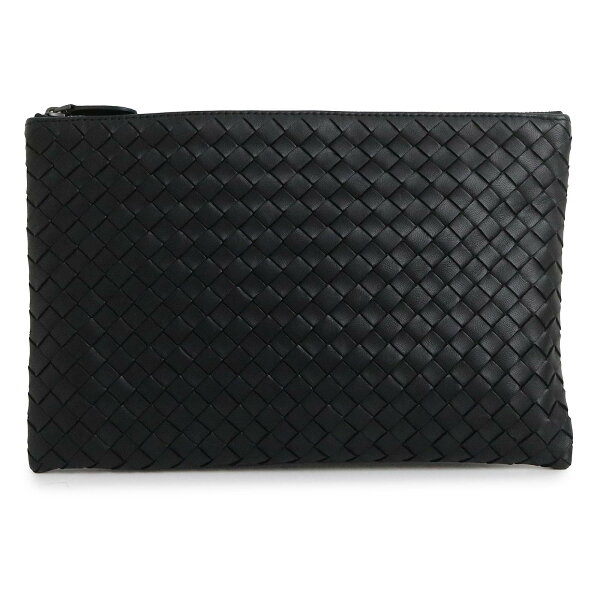 【未使用　展示品】BOTTEGA VENETA ボッテガヴェネタ イントレチャート ミニ ラムスキン ブラック クラッチバッグ セカンド ポーチ レザー ガンメタル金具