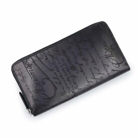 【未使用　展示品】Berluti ベルルッティ ITAUBA-SCRITTO-V2 カリグラフィ イタウバ ロングジップウォレット ヴェネチアカーフレザー NERO GRIGIO ネロ グリージョ ブラック 長財布 シルバー金具